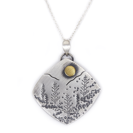 Rounded Square Landscape Necklace