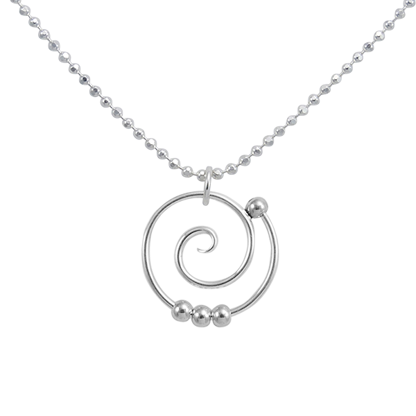 Dew Drop Spiral Necklace 16 Inches / Sterling Silver