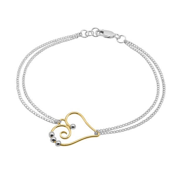 Dew Drop Heart Double Chain Bracelet