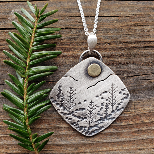 Rounded Square Landscape Necklace