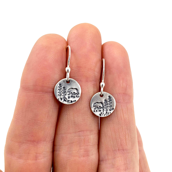 Landscape Bear Round Earrings