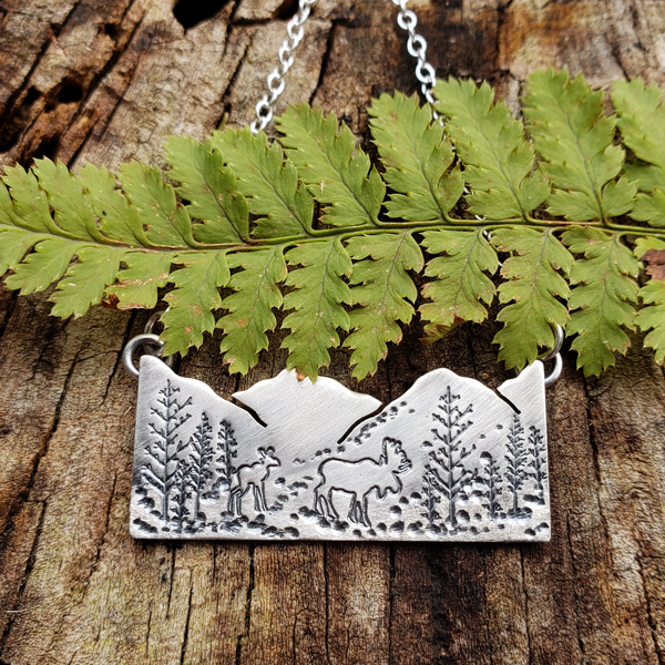 Mountainscape Moose Necklace