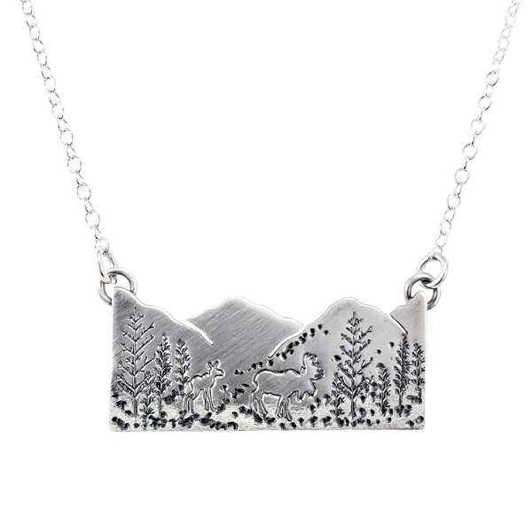 Mountainscape Moose Necklace